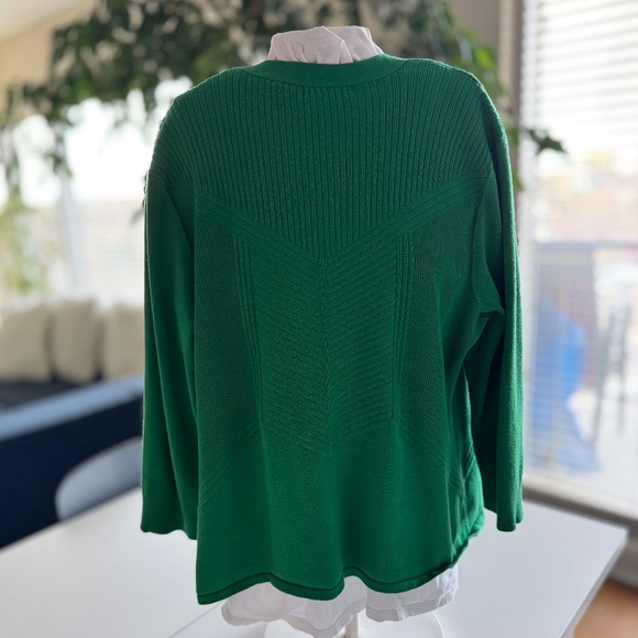 💙 89th + Madison Green Open Front Cardigan – XL – Ribbed Knit Office Basic - Picture 2 of 12
